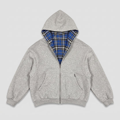 Reversible Plaid Zip Hoodie