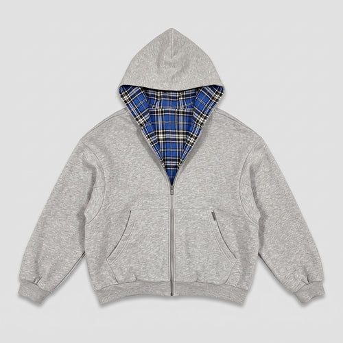 Reversible Plaid Zip Hoodie