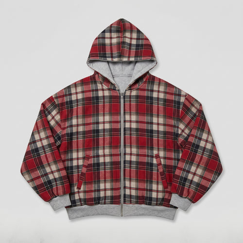 Reversible Plaid Zip Hoodie