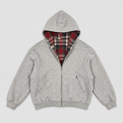 Reversible Plaid Zip Hoodie