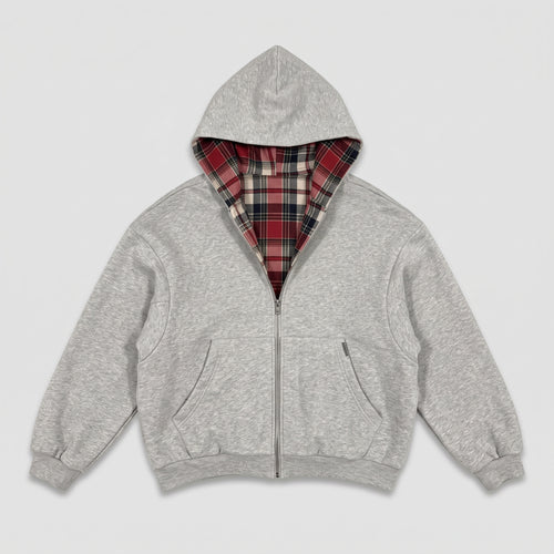 Reversible Plaid Zip Hoodie