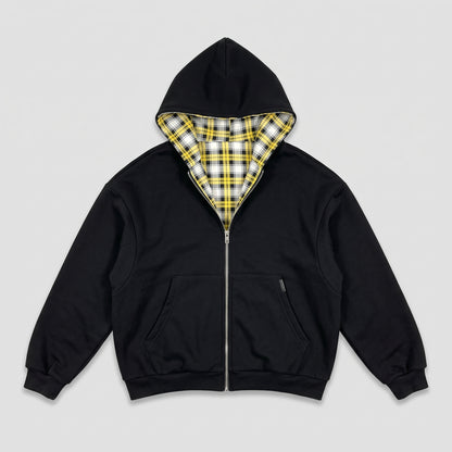 Reversible Plaid Zip Hoodie
