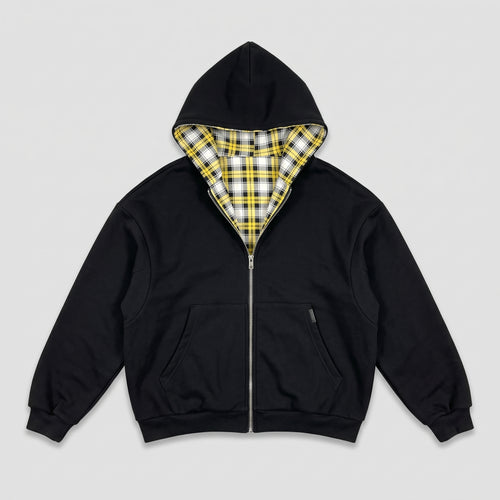 Reversible Plaid Zip Hoodie