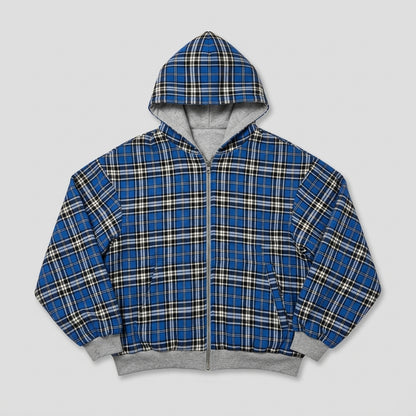 Reversible Plaid Zip Hoodie