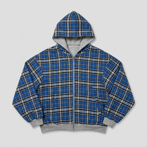 Reversible Plaid Zip Hoodie